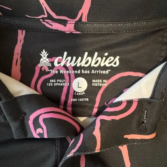 CHUBBIES The Pretty Pallet Performance Flamingo Print Golf Polo Size Large VGUC - Picture 4 of 5